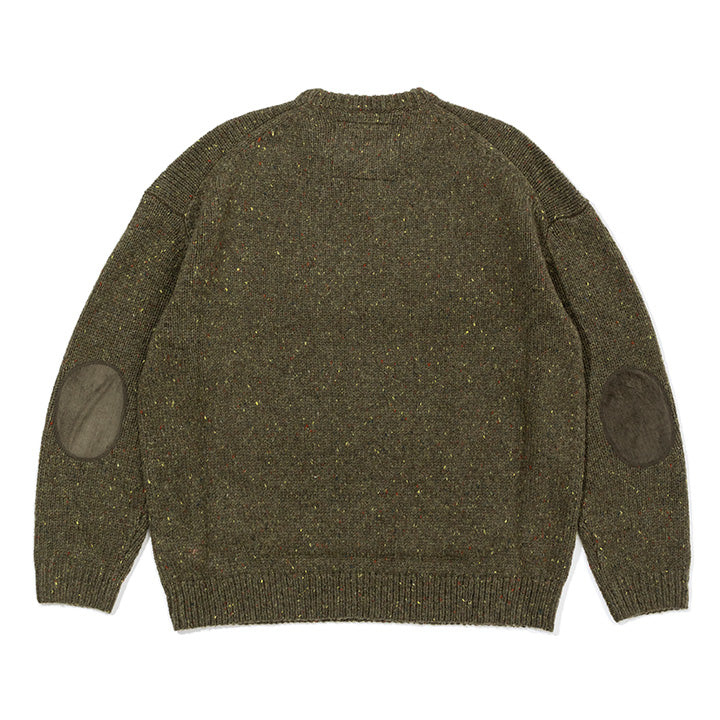 MIX TWEED ELBOW PATCH KNIT