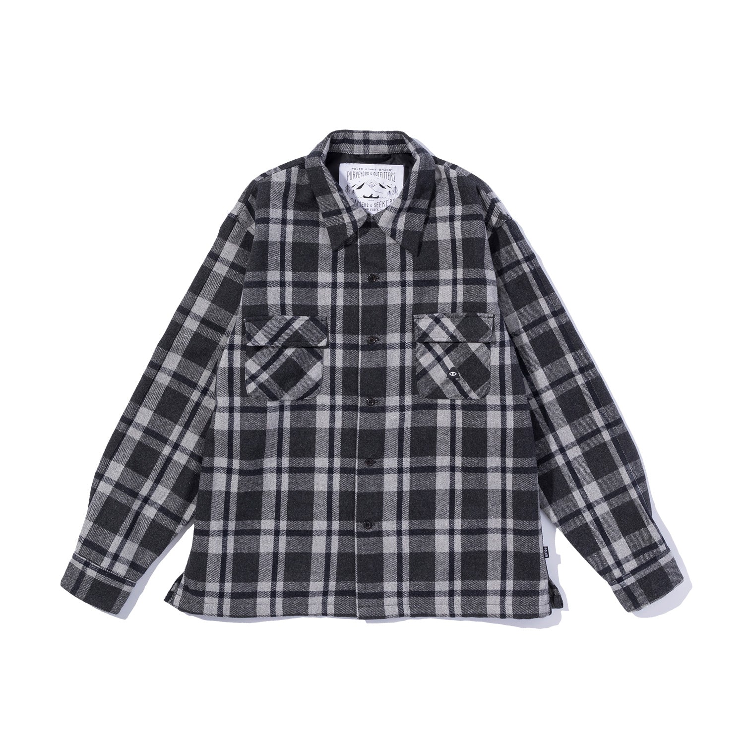 OPEN COLLAR FLANNEL WIDE SHIRT
