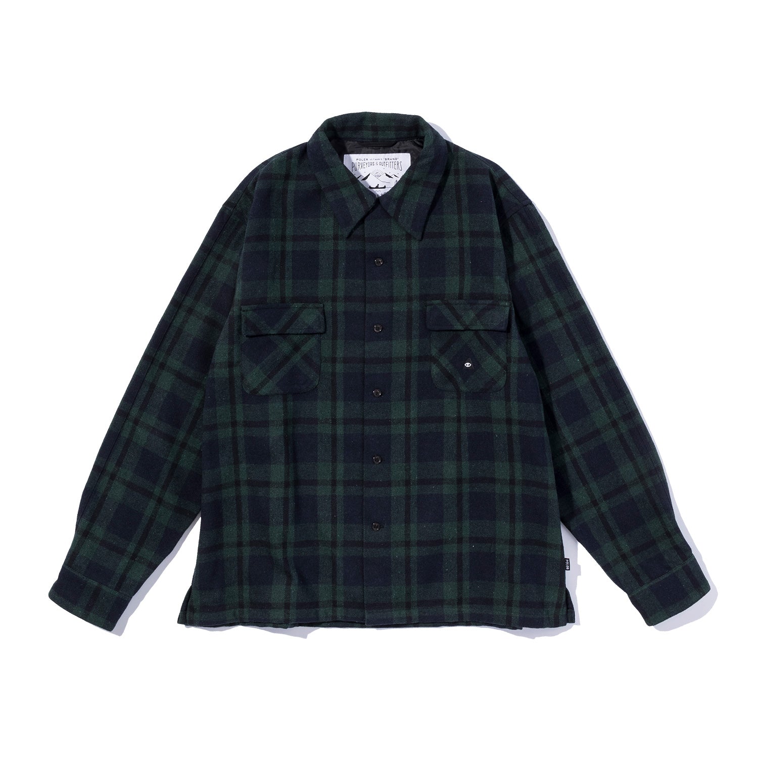 OPEN COLLAR FLANNEL WIDE SHIRT