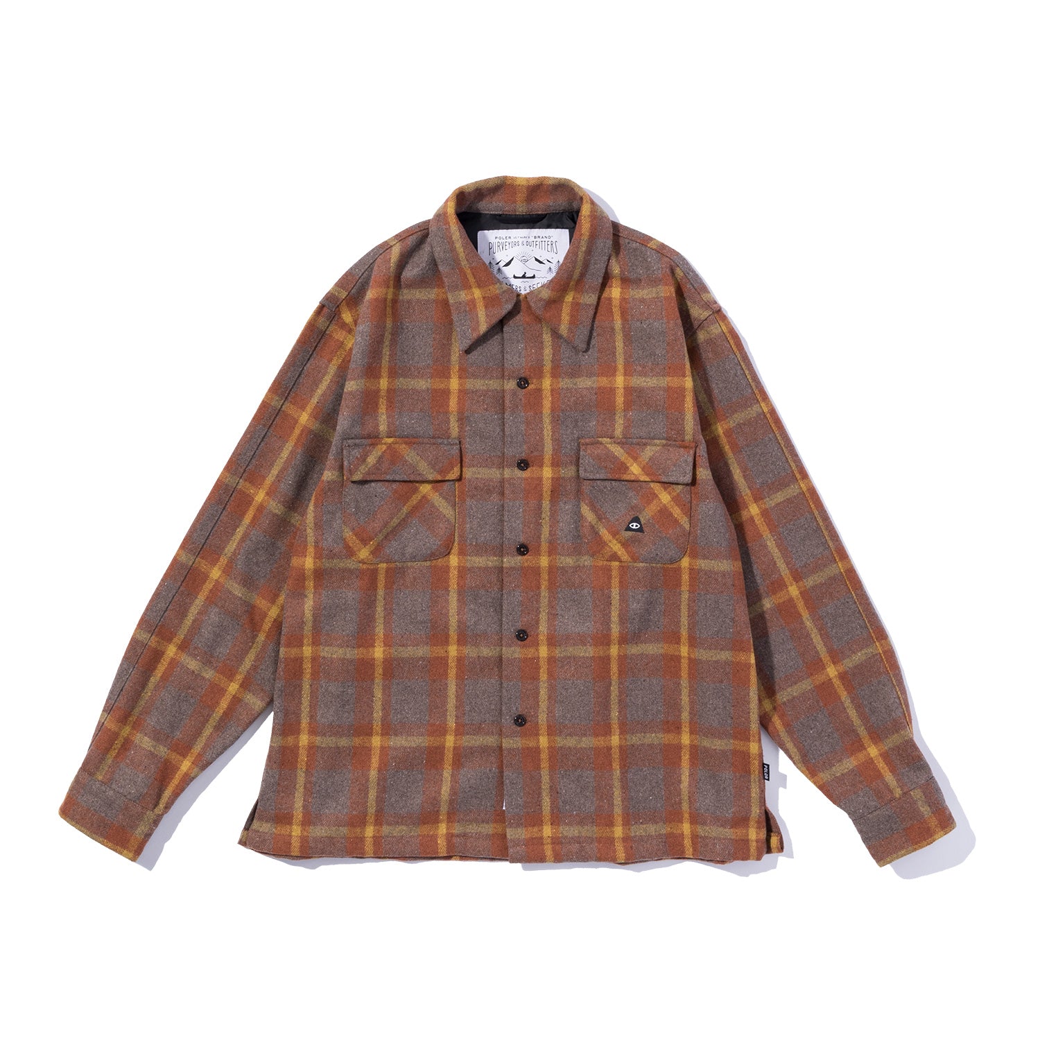OPEN COLLAR FLANNEL WIDE SHIRT