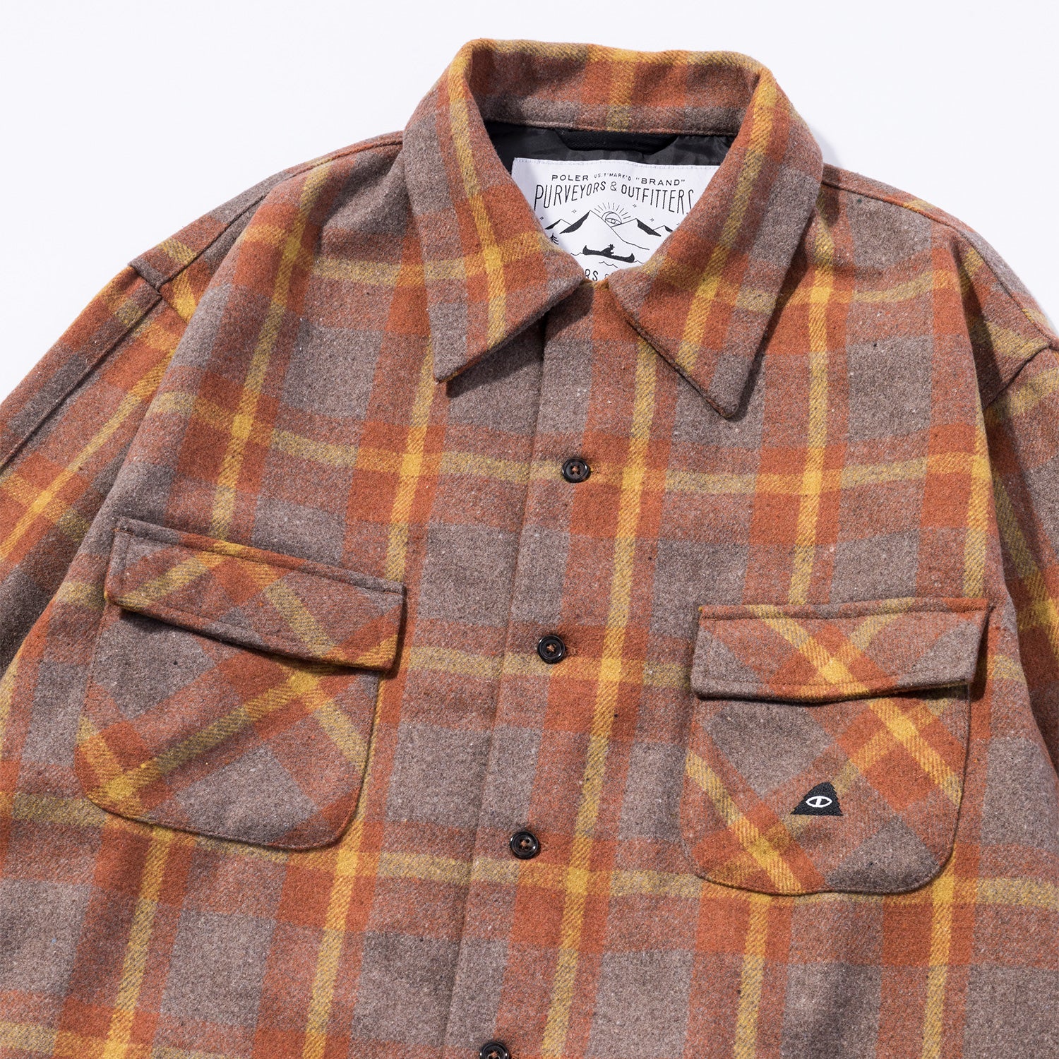 OPEN COLLAR FLANNEL WIDE SHIRT