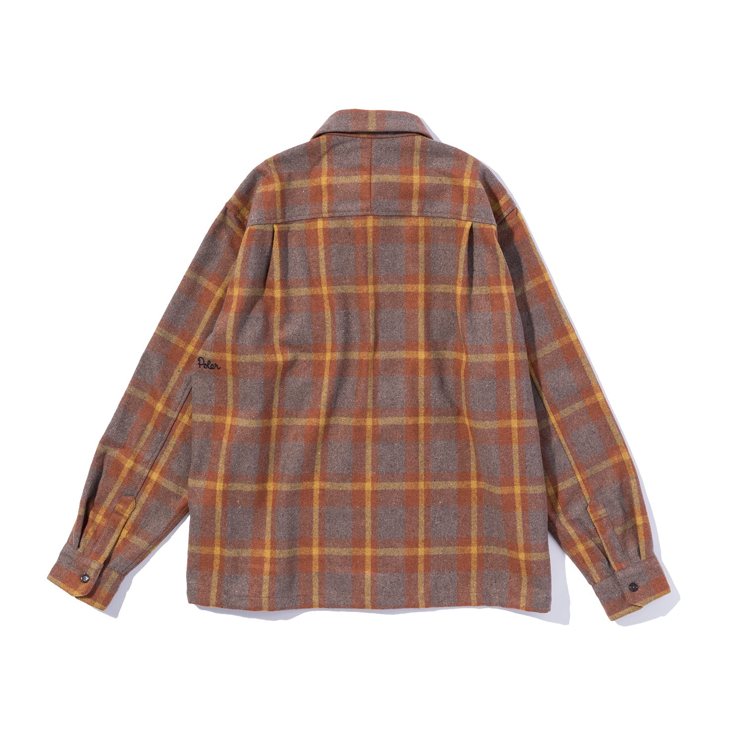 OPEN COLLAR FLANNEL WIDE SHIRT