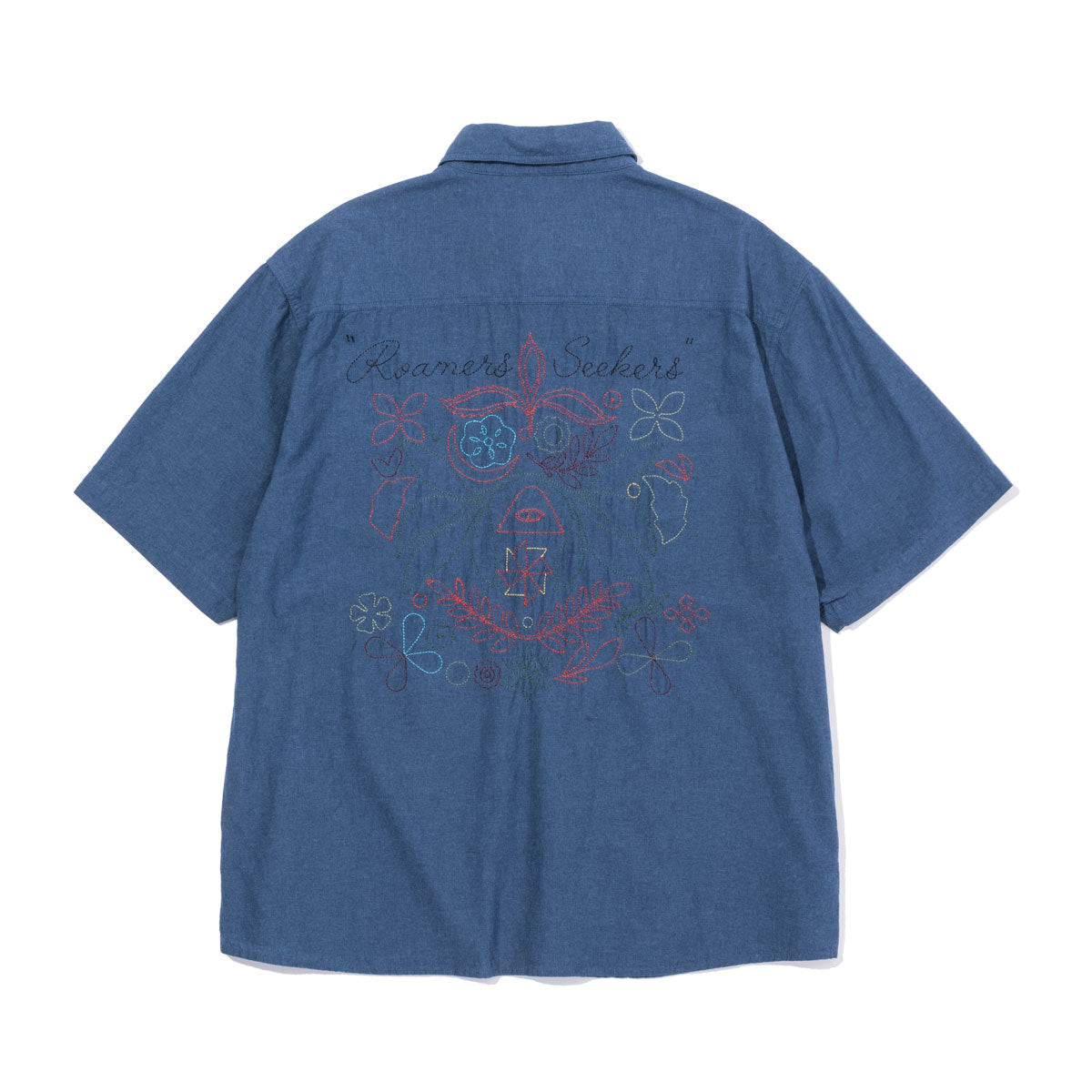 EMB CHAMBRAY S/S RELAX PULLOVER SHIRT