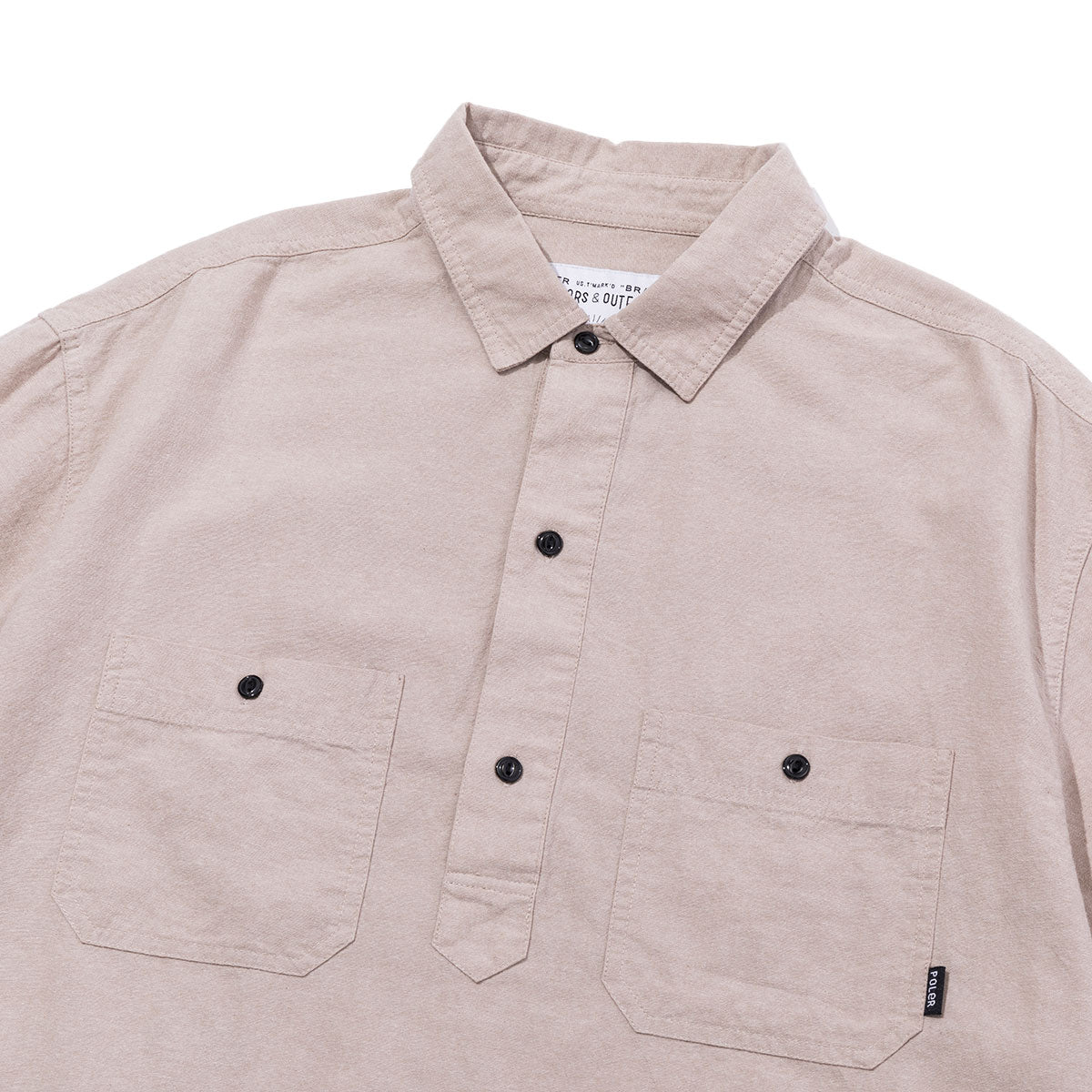 EMB CHAMBRAY S/S RELAX PULLOVER SHIRT