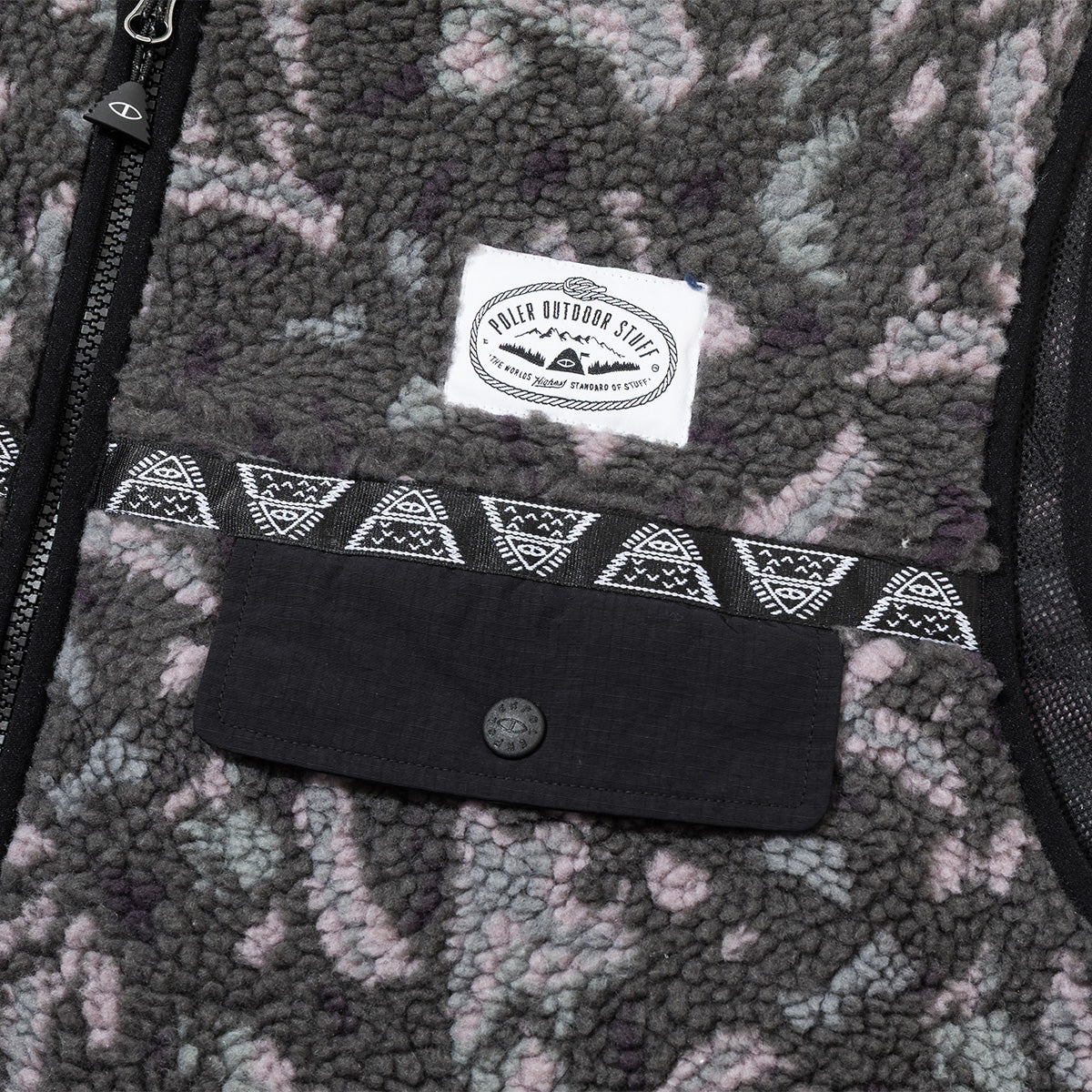 JACQUARD SHERPA NO COLLAR VEST