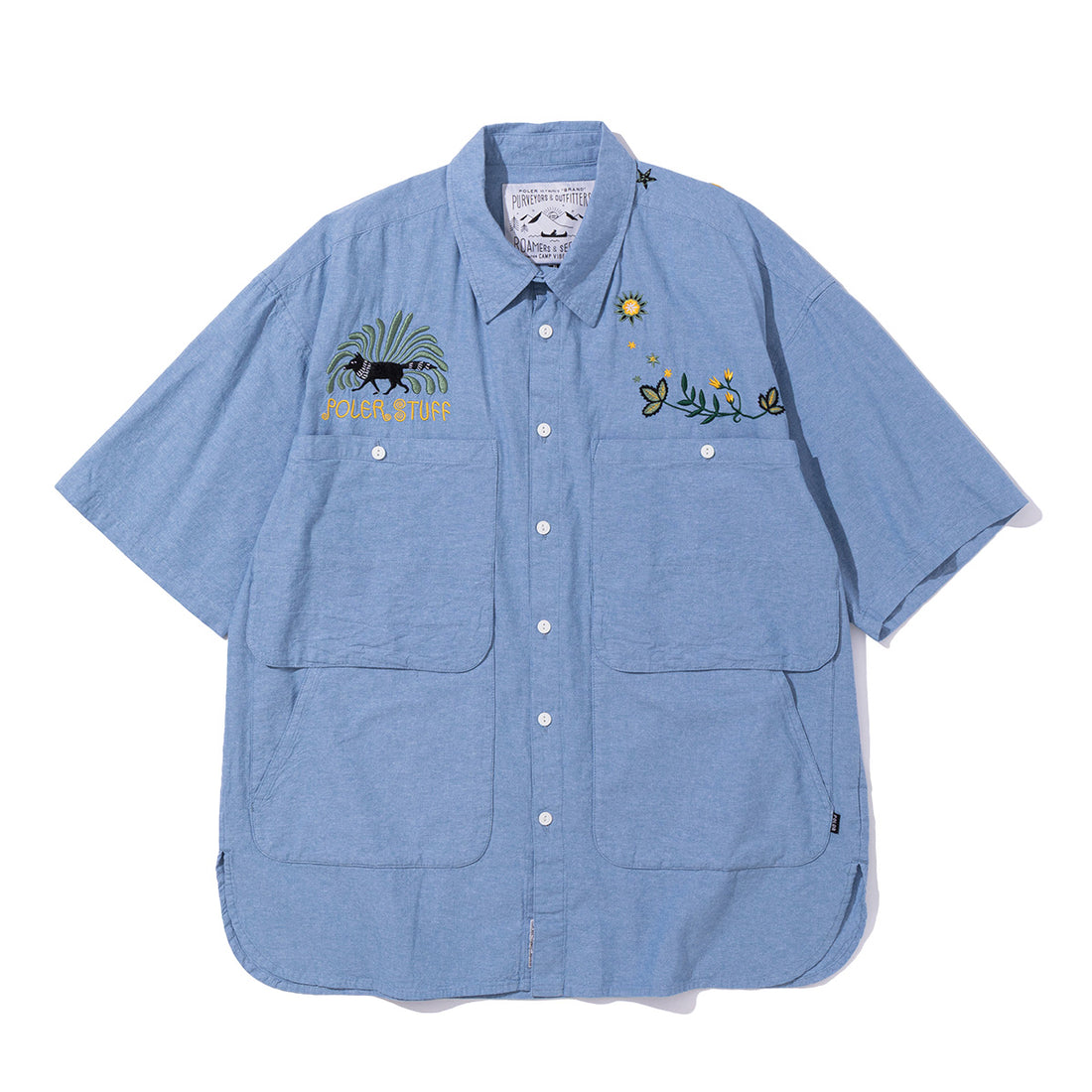 EMB POCKET CHAMBRAY S/S SHIRTS