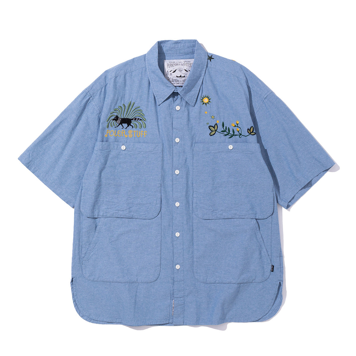 EMB POCKET CHAMBRAY S/S SHIRTS