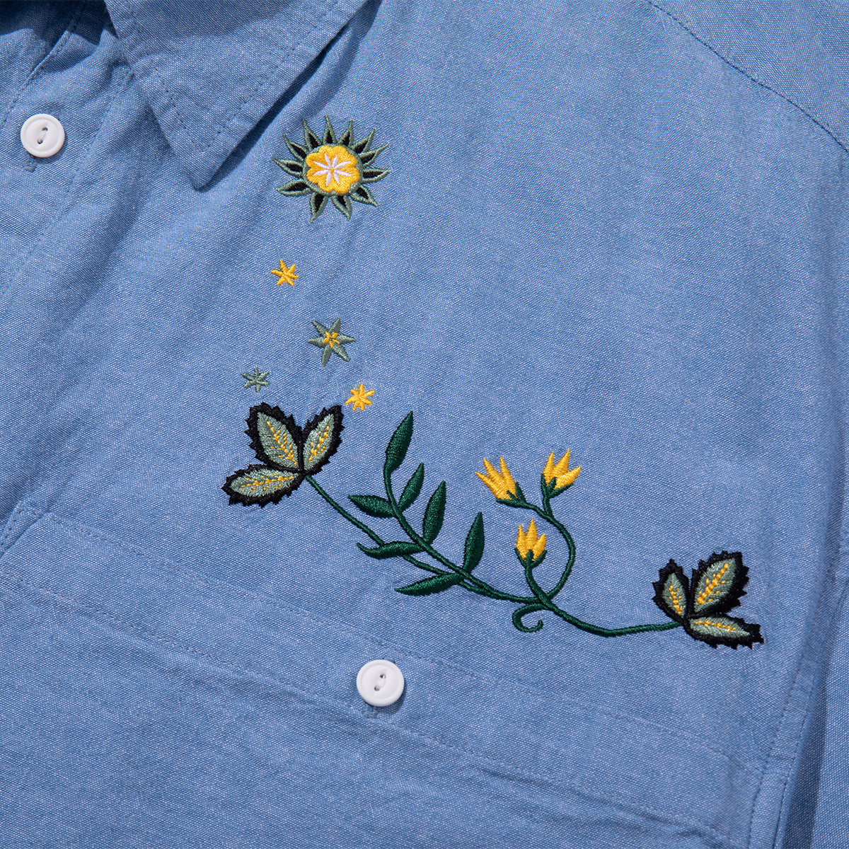 EMB POCKET CHAMBRAY S/S SHIRTS