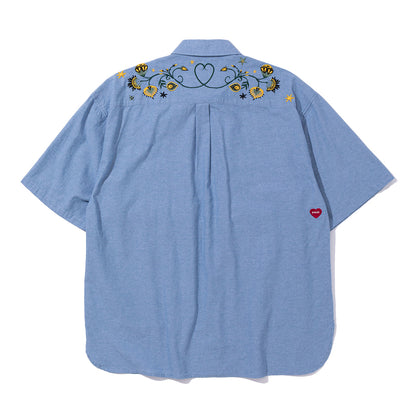 EMB POCKET CHAMBRAY S/S SHIRTS