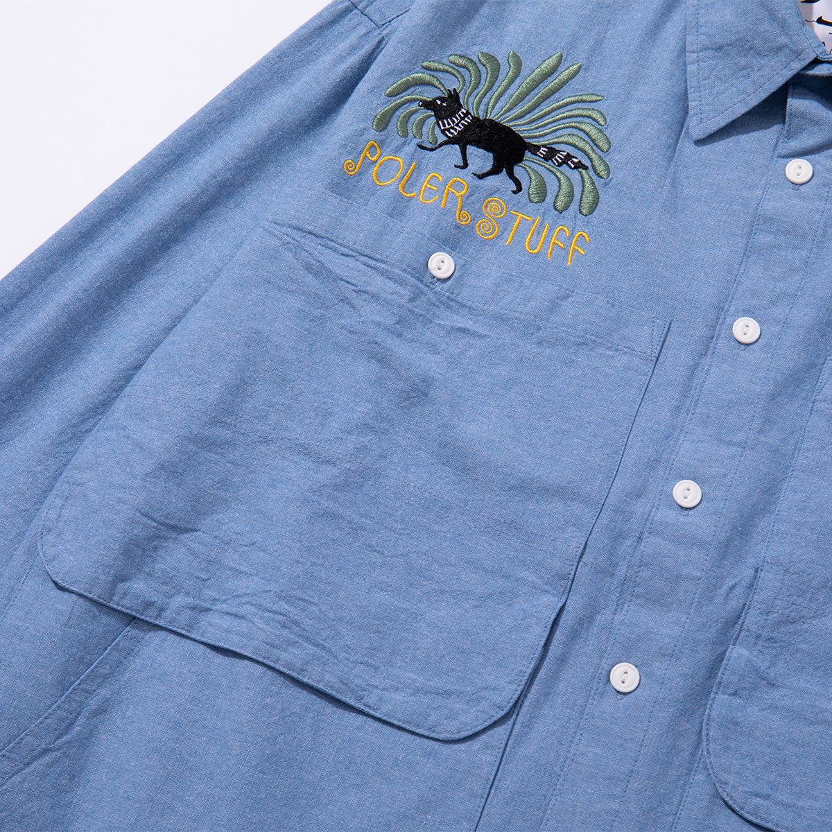 EMB POCKET CHAMBRAY L/S SHIRTS