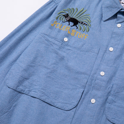 EMB POCKET CHAMBRAY L/S SHIRTS