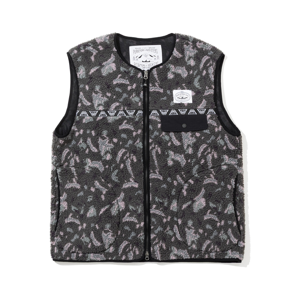 JACQUARD SHERPA NO COLLAR VEST