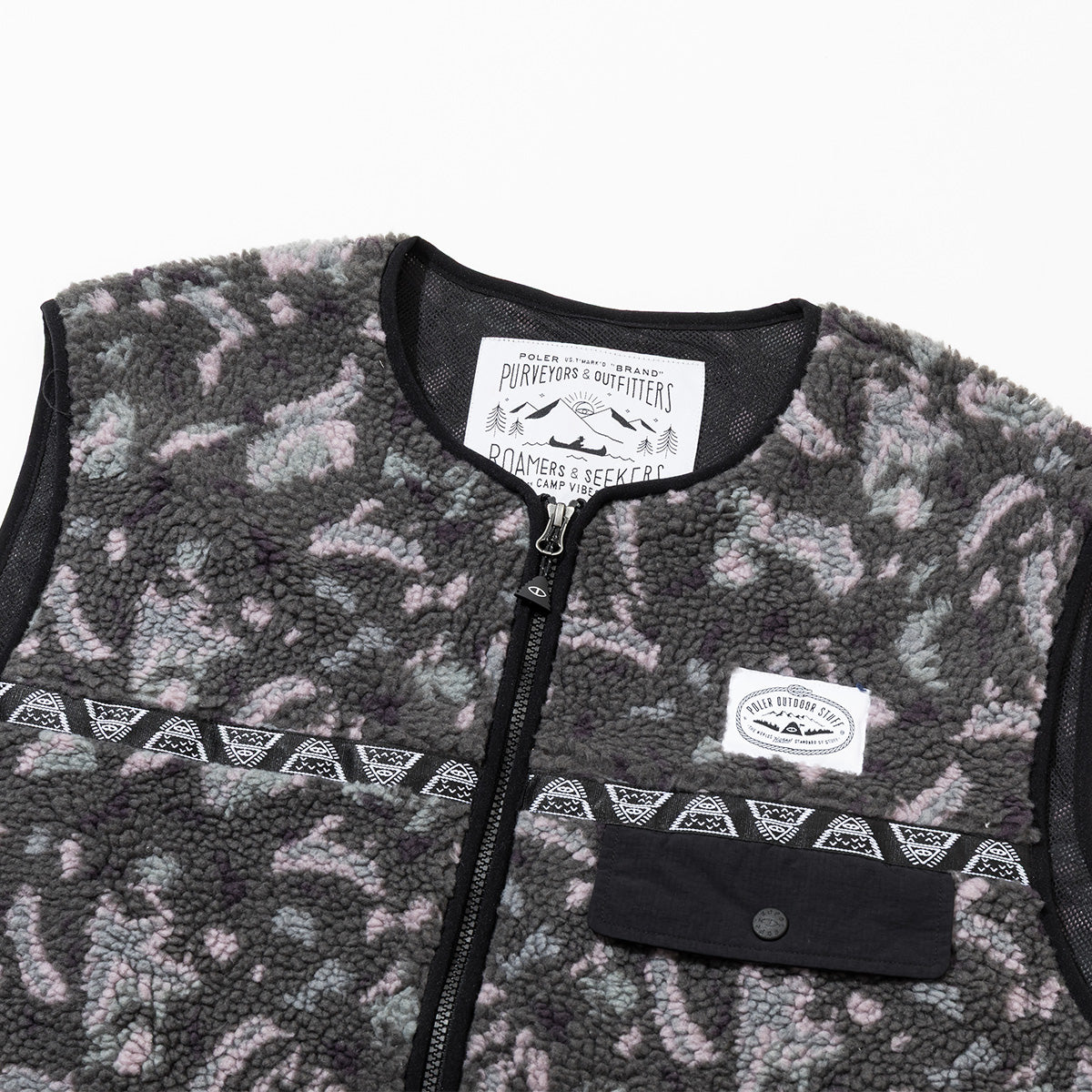 JACQUARD SHERPA NO COLLAR VEST