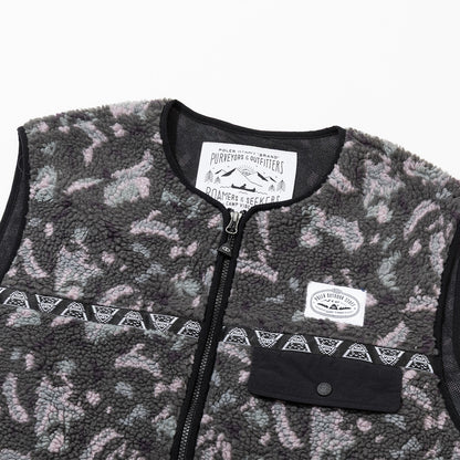 JACQUARD SHERPA NO COLLAR VEST