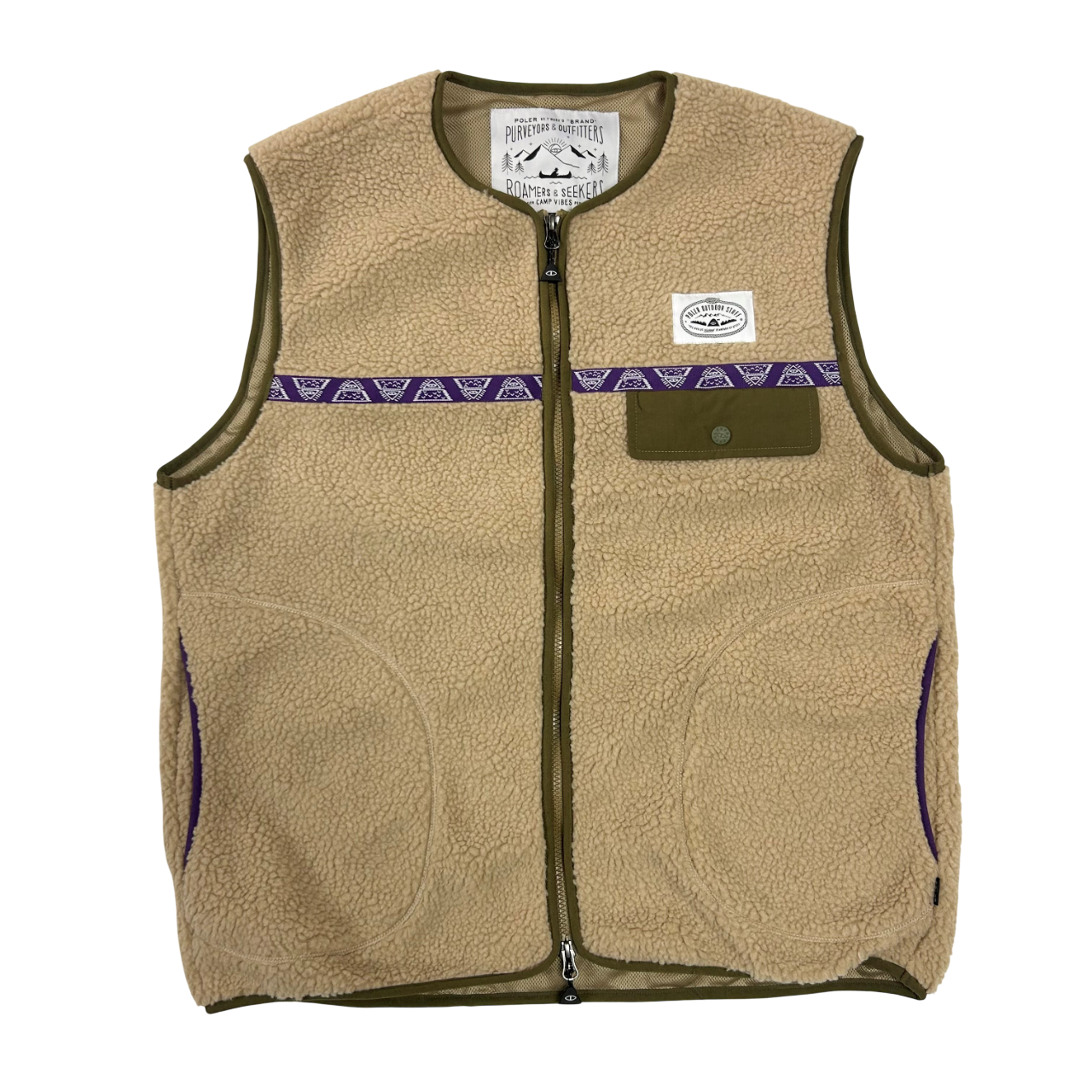 JACQUARD SHERPA NO COLLAR VEST