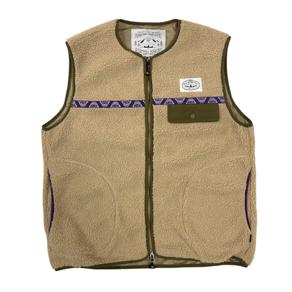 JACQUARD SHERPA NO COLLAR VEST