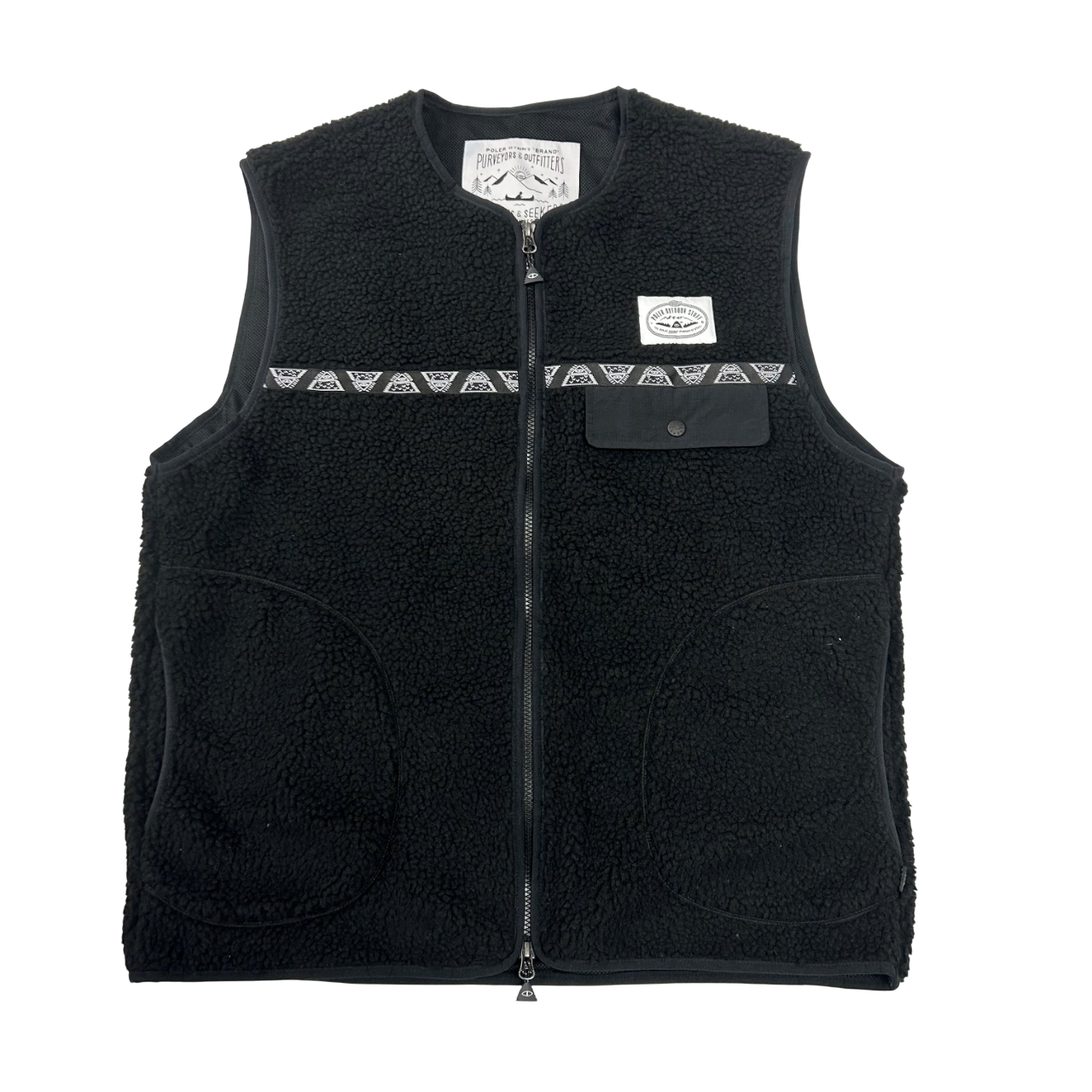 JACQUARD SHERPA NO COLLAR VEST